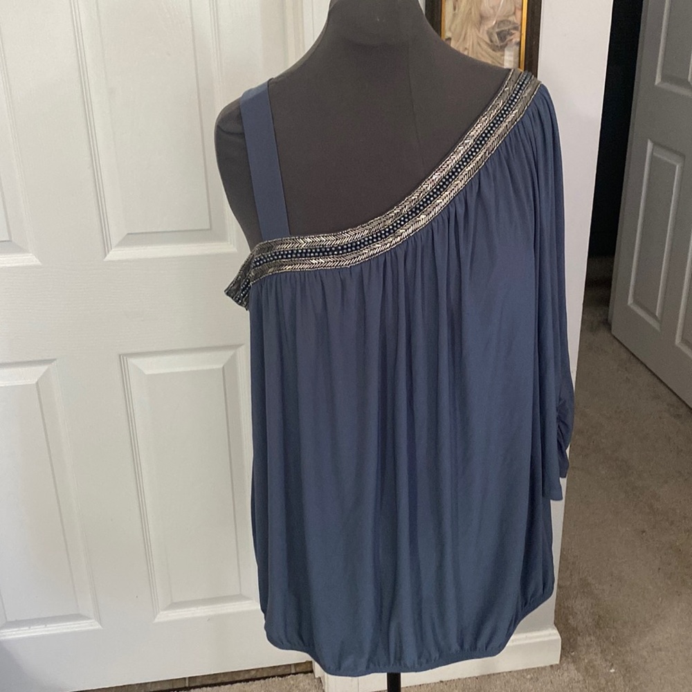 Fashion Bug One Shoulder Beaded Blouse
